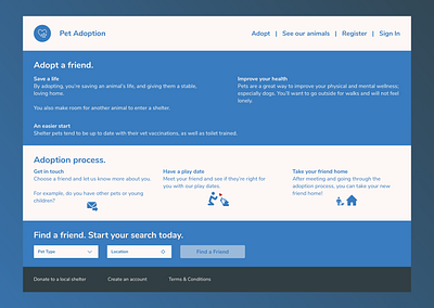 Pet Adoption Website adoption design dog doggy flat minimal ui web