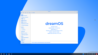 dreamOS Settings App Mockup app blue blue and white design material design material design 2 operating system os ui ux