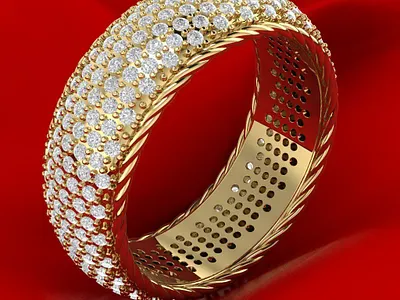 Rope Ring with Gems 3D Model jewel jewelery jewellery jewelry jewelry design jewelry designer jewels matrix rhino3d rhinoceros