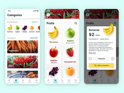 Mobile App - Online grocery shop app category design fruits grocery mobile modal popup shop ui vegetables