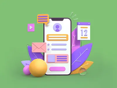 Smartphone 3D illustration 3d 3d illustration abstract blender blender3d colorful design flat geometric illustration smartphone ui uiux userinterface webdesig