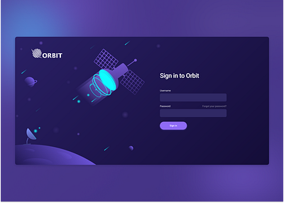 Orbit loggin app design illustration login page ui design ux design web web apps