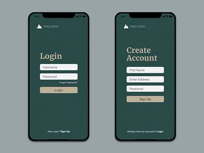 Mockup Pages app login page sign up page