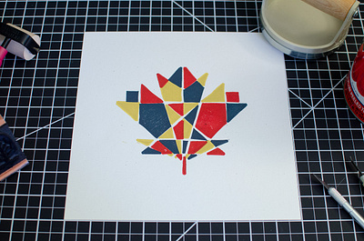 Maple Leaf Block Print geometric handmade illustration leaf linocut maple new england print