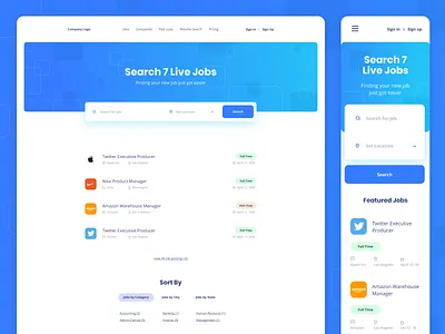Job Search Platform branding clean design illustration job board landing listing minimalistic ui web webdesign website white wordpress