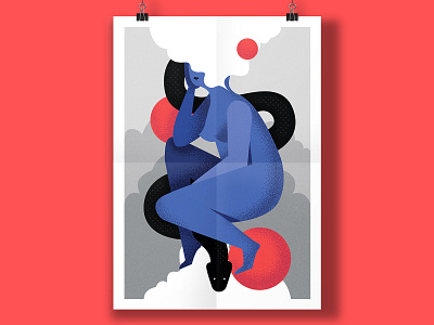 "To be" poster design adobe illustrator figure flat graphic illustration illustration art illustration design pdp poster poster a day poster art poster collection poster design posters snake thinking to be vector woman woman illustration