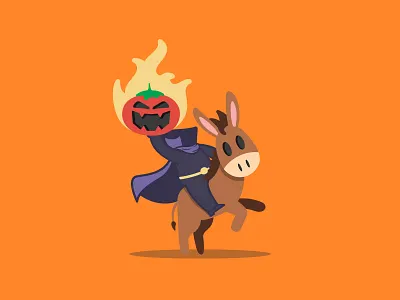 Headless Mule-Man caseyillustrates donkey flat halloween headless horse man horse horse back illustration inktober jack o lantern mule print stickermule tomato vectober vector