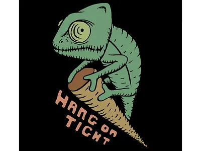 Hang On Tight chameleon green illustration tshirt art tshirtdesign vector