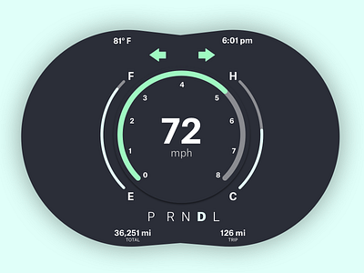 Car Interface / Dashboard 034 car dailyui dashboard design interface milage miles speedometer travel ui ux