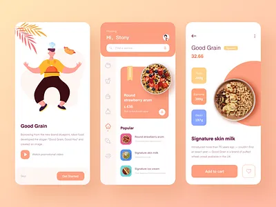 Food application design design logo ui vector 插图 移动