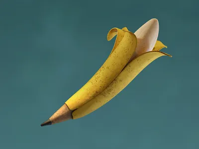Monkey Business 3d b3d banana blender3d creative illustration pencil render