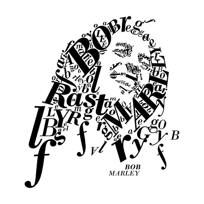 Type as Image bob face letters reggae typogaphy