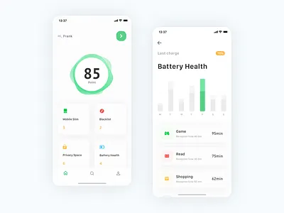 Mobile tools for security app card data green histogram refreshing tools ui