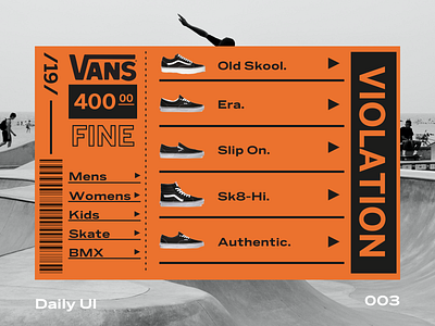 Daily UI 003 bad brutal shoe skate skater ui ui ux ui design uidesign uiux uncool user interface ux ux ui ux design uxdesign uxui vans