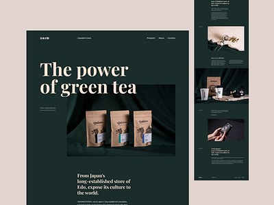 The power of green tea clean design landing page minimal web design website