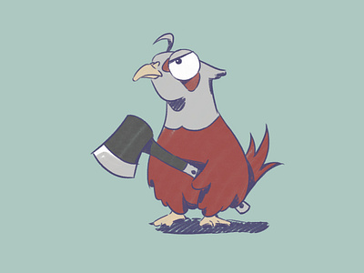 Axe Pheasant_Monster 001 ( 1 Dribbble invite 2d axe character design design doodle flat illustration monster pheasant