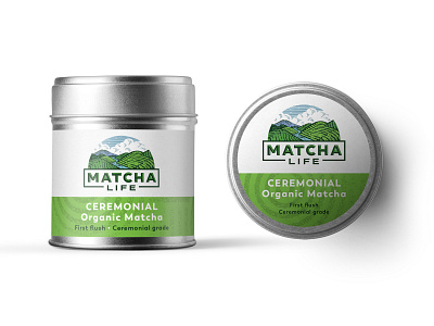 Labels for Matcha company drawing green greeting illustration label matcha minimal organic team vintage