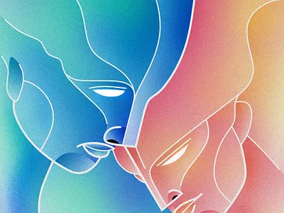 Gradient fun bold contrast couple design graphic illustration line line art portrait vector vector art vector illustration