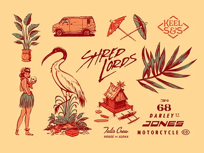 Flash Folio 1 design hawaii hawaiian hula illustration logo retro skate surf tropical