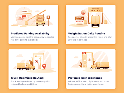 Truck Illustration illustration night mode no ads route truck turn by turn ui weigh station