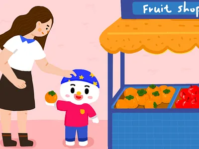 Good habits for children apple children colorful fruit girl kids orange shop women