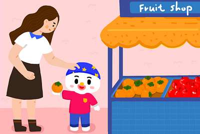 Good habits for children apple children colorful fruit girl kids orange shop women