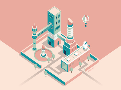 Lipstick&buildings 3d graphics buildings isometric design isometric illustration