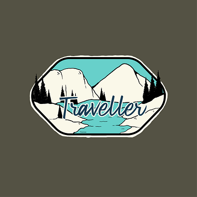 mountain traveller badge desain badge design badge logo badgedesign branding design hand drawn illustration illustrator lettering logo logo design logo illustration logo illustrator mountain mountain logo typography ui vector