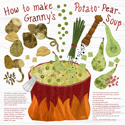 How to make Granny's Potato-Pear-Soup cooking food illustration illustration art illustration design illustrations pears potatoes recipe soup