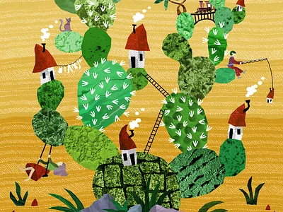 Cactus City cactus collage cute houses illustration illustration art illustration design illustration digital illustrations plants