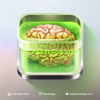 Brain in Jar brain gamedsgn halloween icon icon design iconaday ios icon jar lab monster realistic skeuomorph zombie