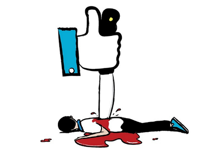 (Dis)Like blood downsign facebook halloween horror illustration knife like social media spooky stabbed thumb up