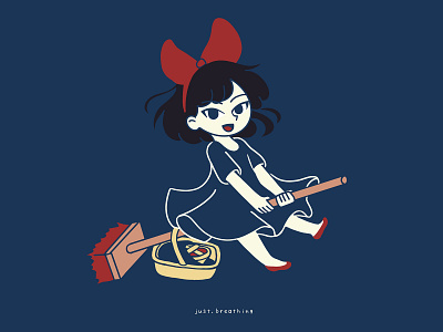 Kiki anime character cute digital drawing flat ghibli illustration japan japanese kiki kikis delivery service manga procreate vector witch