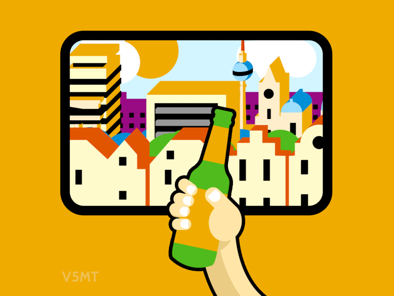 Wegbier 2d animated animation banner ad berlin city scape design editorial gif giphy illustrated illustration loop loop animation motion motion animation motiongraphics product illustration social media uiux