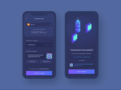 Bitcoin Transaction - Crypto Wallet Mobile App animation app bitcoin bitcoin wallet crypto currency crypto exchange crypto wallet cryptocurrency dark dark ui exchange finance fintech ios mobile mobile ui money uiux ux wallet