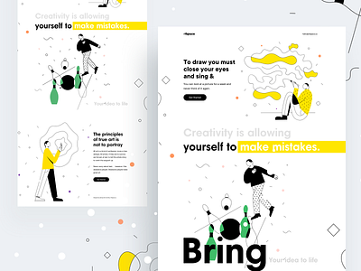 Thinking is the enemy of creativity : Vol 4 branding colorful creative dating website design illustration landing landing design landing page design typography vector website website concept website design