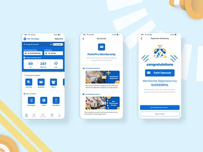 Membership Parkir Apps app complex design flat design homepage main menu mainpage membership menu design mobile app modern design parking register registration simple status ui ux