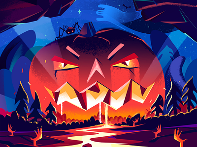 Halloween Illustration adobe photoshop art halloween halloween illustration holiday illustration landing page illustration pumpkin raster design scary web illustration