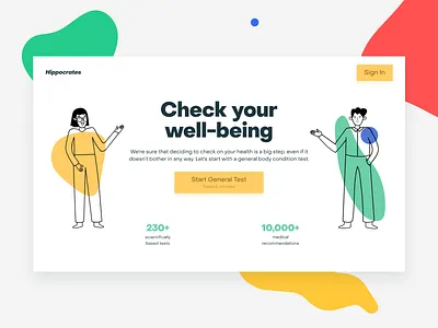 Hippocrates—online health checkup blobs checkup health healthcare human illustrations landing survey test