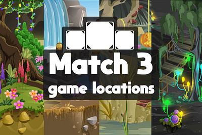 Match 3 game locations 2d backgrounds game game assets gamedev illustration match 3