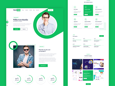 Free XD Template Green Portfolio creative design designer free free xd freebie freelancer green logo portfolio portfolio site typography webs website xd