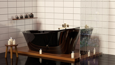 modern bathroom black bath bathtub candle chair design inside interior lighting modern natural tile