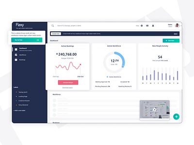 Flexy Dashboard dashboard dashboard design desktop dashboard employee engagement employer graphs onboarding screen