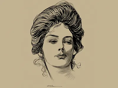 Portrait Woman - Dana Gibson design digital 2d illustration noir skecth