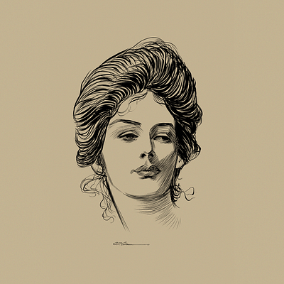 Portrait Woman - Dana Gibson design digital 2d illustration noir skecth