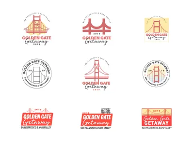 Golden Gate Getaway brand branding bridge bridge logo cable car getaway golden gate golden gate bridge golden gate getaway holiday illustration incentive logo logomark napa valley san francisco tram travel usa vacation