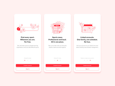PlaySport | App Onboarding app calendar copywriting illustration news onboarding search ui user interface