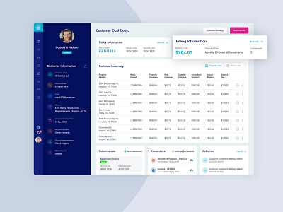 Customer Dashboard admin admin dashboard admin panel blue clean color concept design icon insurance insurance app insurance company minimal photoshop profile simple ui ux