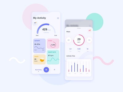 Health Control Basic Mobile UI activity app calendar chart control dashboard health heart kit mobile rate sketch sleep steps ui ux