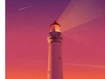 Just lighthouse, nothing else. design dream dreams falling star illustration light lighthouse sky sunset sunsets